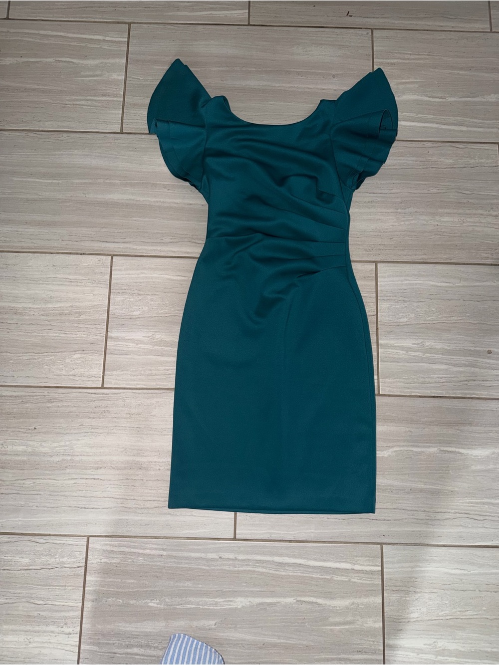 Jessica Howard Teal Ruffle-Sleeve Sheath Mini Dress